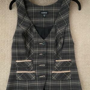 Bebe plaid lace trim Vest